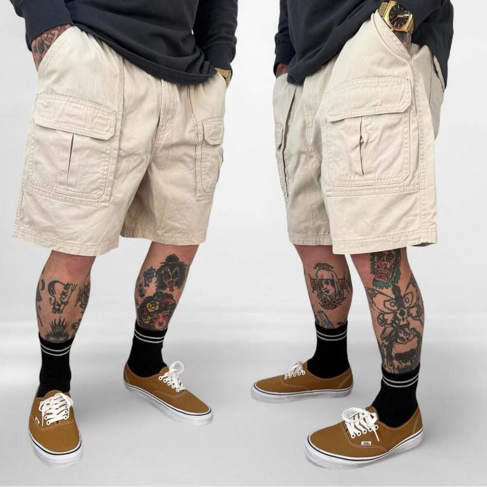 Gap Nylon Cargo Shorts Tan Vintage Y2K Baggy Size 38